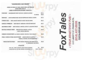 Foxtales menu