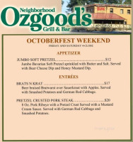 Ozgoods Neighborhood Grill menu