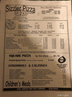 Sizzler Pizza menu