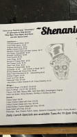 Shenanigan's menu