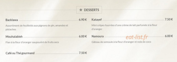 Le Cèdre menu