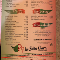 La Bella Clara menu