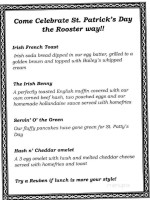 The Ugly Rooster Cafe menu