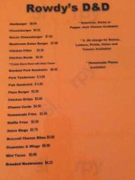Rowdy's D&d And Grill menu