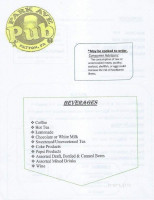 The Park Avenue Pub menu