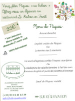 Auberge Le balcon en Foret menu