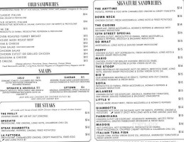 Vito's Sandwiches Specialties menu