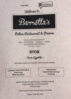 Barretta's menu