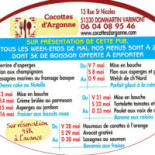 Cocottes D'argonne Cardápio