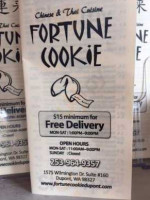 Fortune Cookie Rest menu