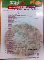 Pho V menu