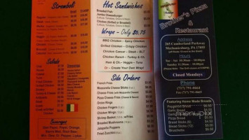 Brother's Pizza menu