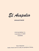 El Acapulco Mexican menu