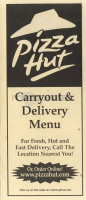 Pizza Hut menu