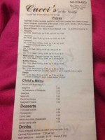 Cucci's Pizzeria Bath County menu