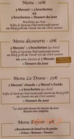La Doune menu