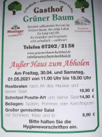 Grüner Baum menu