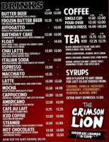 Crimson Lion Hookah Lounge menu