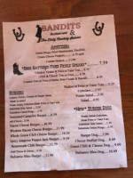 Bandits The Dirty Cowboy Saloon menu