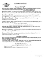 Waltz Creamery Farm House Cafe menu