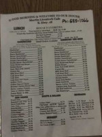 The Sale Barn menu