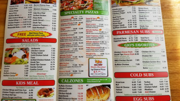 Gio's Roast Beef and Pizza menu