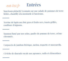 Les Regates menu