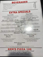 Kens Pizza menu