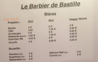 Le Barbier De Bastille menu