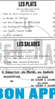 Le Central 1882 menu