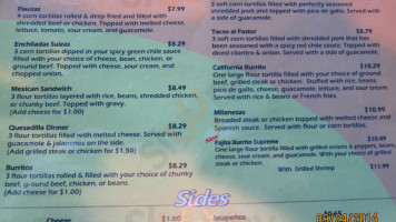 Angelinas Mexican menu