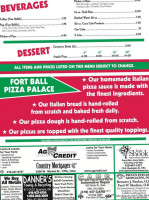 Fort Ball Pizza Palace menu