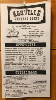 Ashville General Store menu