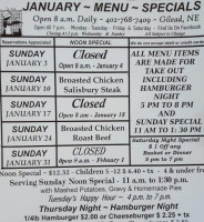 Pioneers Inn menu