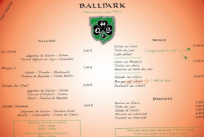 Ballpark Pub menu