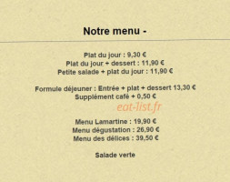 Le Lamartine menu