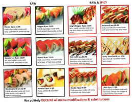 Sushi Rolls menu