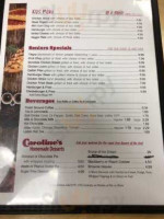 Caroline's Country Cafe menu