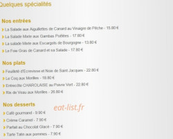 Chevaliers Les menu