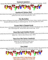 Brady's Run Grille Guest House menu