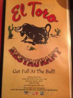 El Toro menu