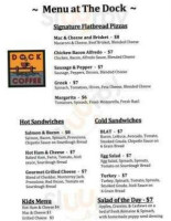 The Dock Coffee menu