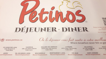 Petinos Restaurant Dollard Des Ormeaux menu