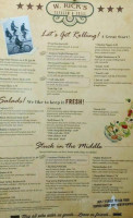 W. Rick's Taproom Grill menu