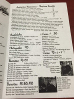 La Guadalupana menu