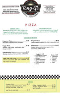 Tony G's American Diner And Pizza Kitchen menu