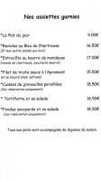 Auberge Des Entremonts menu