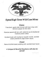 Spread Eagle Tavern menu