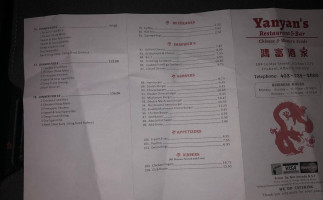 Yan Yan's menu