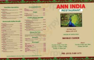Ann India menu